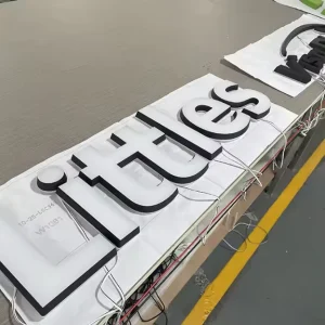 Custom Acrylic and Stainless Steel 3D Backlit Letters LED Light Bar Sign with Brand Logo for Advertising