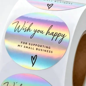 Custom Adhesive Eco-Friendly Oil Proof Durable Waterproof UV Resistant Holographic Silver Vinyl Packaging Labels Stickers