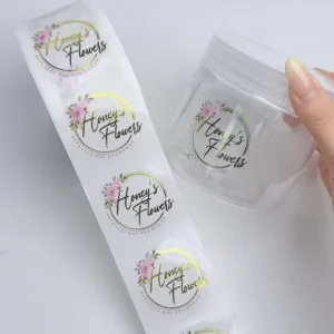 Custom Adhesive PVC Waterproof Clear Logo Sticker Roll for Candle Craft Plastic Glass Bottles