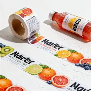 Custom Adhesive Printing Labels Roll Stickers Waterproof Beverage Juice Bottle Food Packaging Label Sticker for Food Packaging
