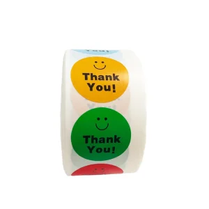 Custom Adhesive Stickers Label Sticker Roll Glossy Food Boxes Candle Packaging Vinyl Paper Printing Waterproof Thank You Sticker