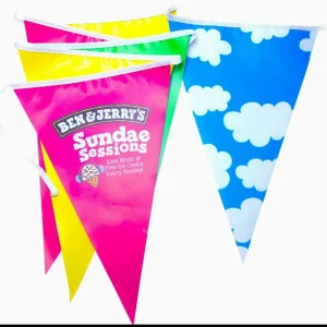 Custom Advertising Bunting Flags Digital Printed Colorful Outdoor Hanging Pennant Flags