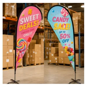 Custom Advertising Feather Flag Portable Event Display Banner with Cross Base Included
