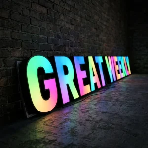 Custom Advertising Illuminated RGB Marquee Channel 3D Animation Word Light Up Letters Numbers Signage Custom LED Wall Store Sign