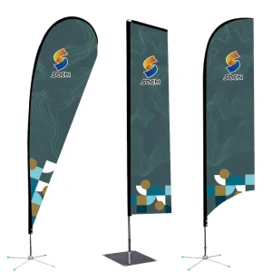 Custom Advertising Pennant Feather Flag 3.5m Promotional Outdoor Printed Swooper Beach Fiberglass Flagpole Anti Wrinkle