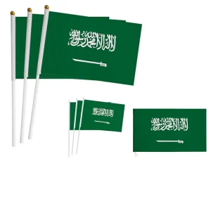 Custom Advertising Polyester National General Election Saudi Arabia Hand Held Flag for Party, Sport, Festival Event