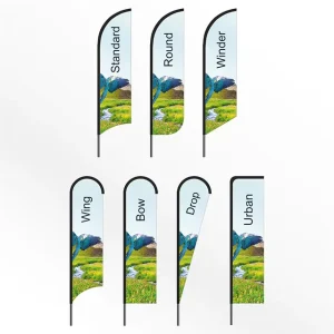 Custom Advertising Rectangle Knife Banner Flag Teardrop Beach Feather Flying Banner