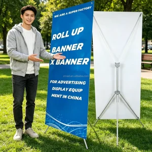 Custom Advertising Roll up Banner Aluminum 80*180 cm Display Portable X Banner Stand for Trade Show X Stand Banner