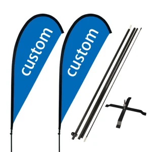 Custom Advertising Teardrop Flag Your Own Logo Design Words Include Flagpole Ground Spike