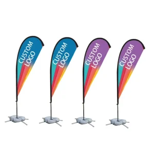 Custom Advertising Teardrop Flag Your Own Logo Design Words Include Flagpole Ground Spike