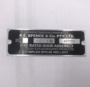 Custom Aluminium Gold Plated Antique Printing Fire Rating Door Plates QR Code Serial Number Engraved Industrial Safety Equipment