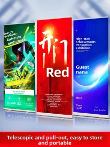 Custom Aluminum Alloy Telescoping Roll up Banner Display Stand with Vertical Advertising Sign for Recruitment