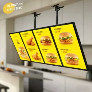 Custom Aluminum Magnetic LED Menu Board Easy Change Poster Light Box Automatic Brightness Full Color Hanging Option for Coffee