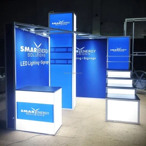 Custom Aluminum Modular Frameless LED Light Box Fabric 10×10 Trade Show Booth LED Backdrop Exhibition Light Box Display Booth