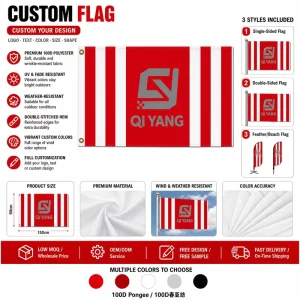 Custom Aluminum Pennant Flags with Logo 3x5Ft 90x150cm Polyester Digital Printed Advertising
