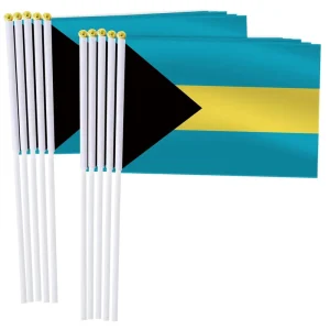 Custom Any Country Solid Color Handheld Banner Durable Bahamas Hand Waving Flags