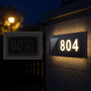Custom Apartments Stainless Steel House Number with Solar LED Lights for Hostels Hotel Dormitory