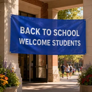 Custom Back to School Banner Printed Polyester Flag with Grommets for Campus Welcome Decoration