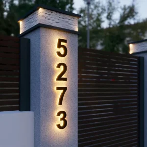 Custom Backlit Stainless Steel Light Up Letter LED Modern House Numbers Door Number Sign