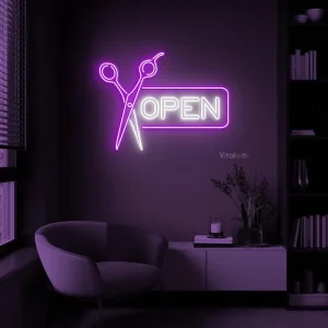 Custom Barber Shop Led Acrylic Neon Sign Logo Sign Salon Wall Decor Light Poster Personalized Led Sign Advertising