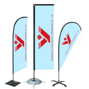 Custom Beach Flags with Base Durable Outdoor UV resistant 250g Polyester Fabric Heat Transfer Printing for Promotional Use
