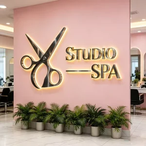 Custom Beauty Salon Letter Sign Business Backlit Advertising Sign 3D Stainless Steel Acrylic Wall Illuminated LED Signage