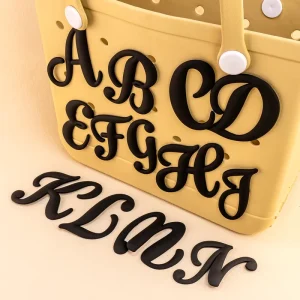 Custom Big Large Gothic Initial Letters Stylish Black White Alphabet PVC Bag Decorations Charms for Handbags Tote Bags in Bulk