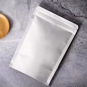 Custom Biodegradable White Kraft Paper Stand up Pouch with Foil Lining Resealable Ziplock Food Packaging Bag