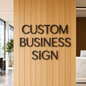 Custom Black Metal 3D Sign Letters Non Illuminated Business Logo for Office Reception Wood Wall Business Sign Letters
