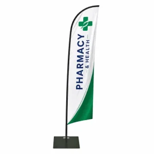 Custom Blade Banner with Pole and Water Base for Vehicle Rental Advertising