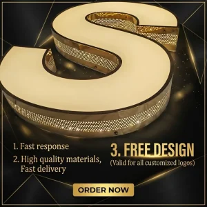 Custom Brand LED Wall Image Side of the Word Luminous Characters Punching Word Luminous Sign 3D Letter Frontlit Letters