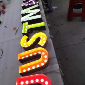Custom Bright Color H Shape Marquee Letter with Chasing Light Effect for Shop Signs and Events