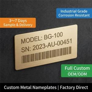 Custom Brushed Brass Metal Nameplates Industrial Grade Corrosion Resistant Tags