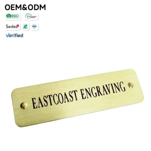 Custom Brushed Brass Nameplates Engraved Text for Business & Personal Identification