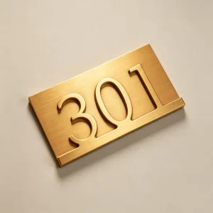 Custom Brushed Gold Stainless Steel 3D Raised House Number Sign Door Plate Modern Design Eco Friendly Illuminated Office