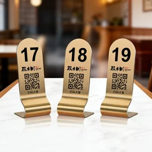 Custom Brushed Metal Standing Table Signs Printed Branding Numeri Tavolo Seat Number Wedding Party Event Bar Cafe Desk