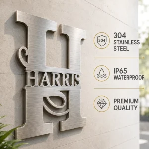 Custom Brushed Stainless Steel Logo Letters Metal Wall Sign for Office Reception Store Branding