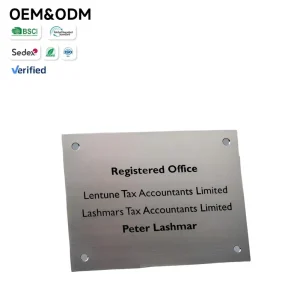 Custom Brushed Stainless Steel Registered Office Plates Engraved Company Director Names