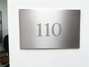 Custom Brushed Stainless Steel Room Number Plate Recessed Etched Door Number Sign for Hotel Apartment Office Hospital Wall Plaque
