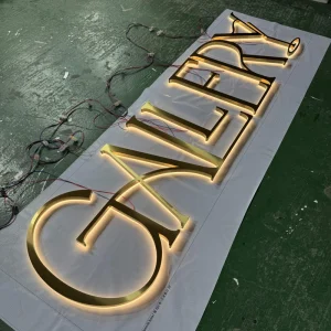Custom Brushed Titanium Stainless Steel Backlit Letter Sign 3D Halo Lit LED Channel Letters Logo Signage for Storefront Business