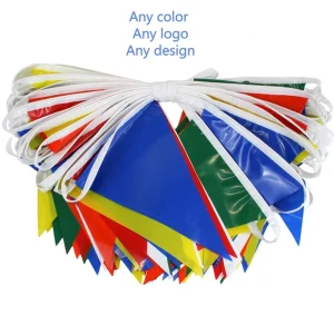 Custom Bunting Flag Polyester Silk Screen Printed Banner Full Color for Party Festival Outdoor Decoration Bunting Flag