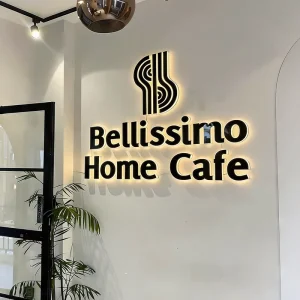 Custom Business Logo Sign Stainless Steel Backlit LED Channel Letters Commercial Signage Storefront Reception Lobby Wall Sign