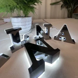 Custom Business Sign 3D LED Letters Stainless Steel Backlit Multi Color Logo Companies Hospitals Buildings Decoration