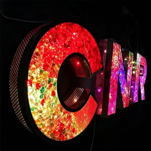 Custom Business Sign logo Crystal Diamond Business Diamond LED Illuminated Sign for Outdoor and Indoor Use