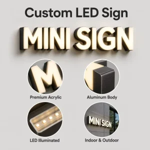 Custom CNC Polished Acrylic Mini LED Light Up Letter Logo Sign for Bar Restaurant Cafe Indoor Advertising Decoration