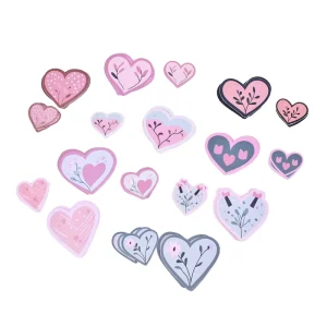 Custom Cartoon Logo Self Adhesive Waterproof Vinyl Cute Die Cut Pink Heart Character Stickers for Kids
