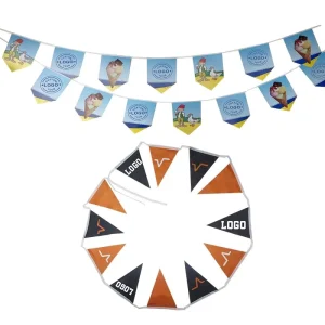 Custom Cheering String Flag Custom Size Orange Safety Bunting Flag