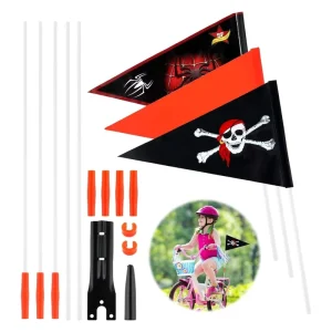 Custom Children Water Resistant Bicycle Safety Flag Sign Fiberglass Poles Reusable MTB Road Riding Trailer Outdoor Events