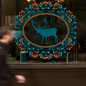 Custom Christmas Atmosphere Decor Static Cling Removable Transparent Window Gel Art Reverse Glass Wall Vinyl Sticker
