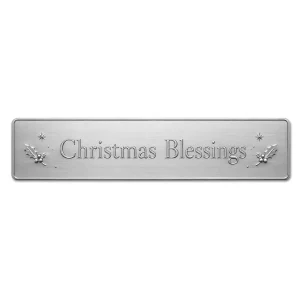 Custom Christmas Blessings Metal Nameplate Brushed Stainless Steel Engraved Holiday Name Plate for Home Office Wall Plaque Decor